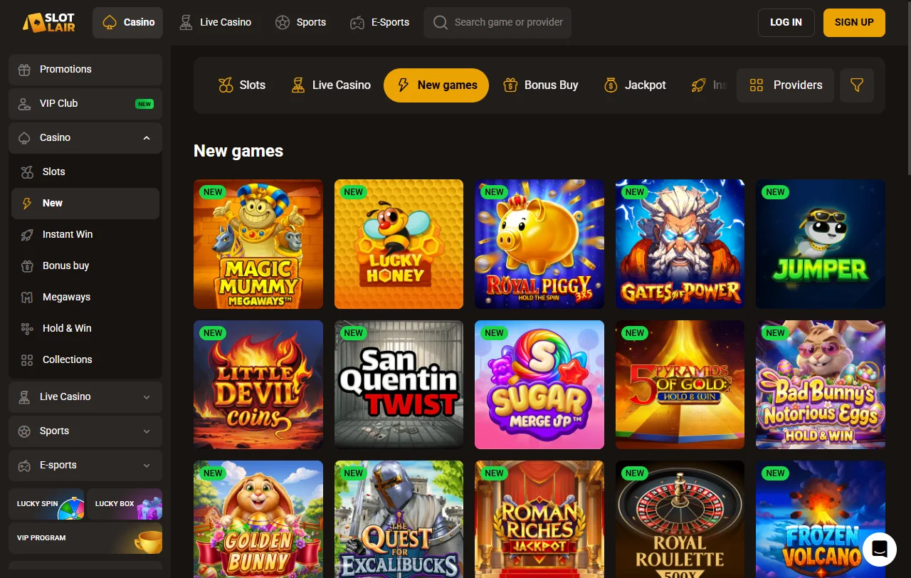 SlotLair Casino welcome bonus and promotional offers for new account holders