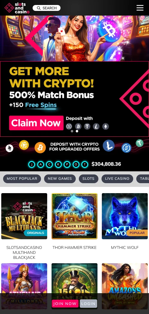 Slots and Casino mobile gaming on smartphone - responsive design with full game access