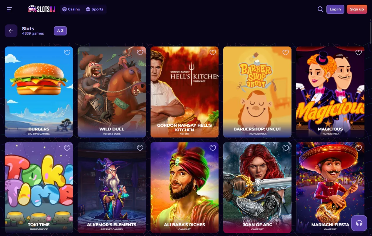 Slots, table games and live dealer titles available at SlotsDJ Casino