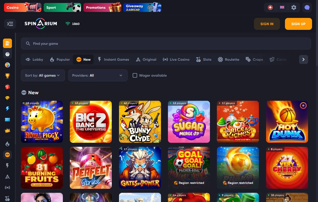 Welcome bonus promotion and ongoing rewards program details at Spinarium Casino