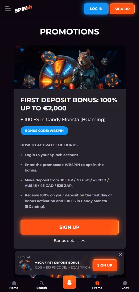 Spinch Casino payment methods and withdrawal options including e-wallets and cryptocurrency