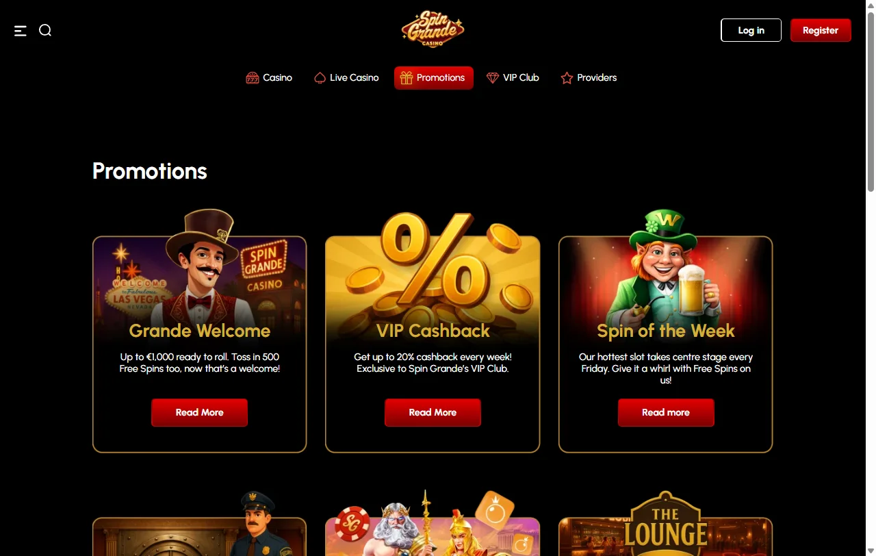 Welcome bonus offers and promotional programs at SpinGrande Casino Australia