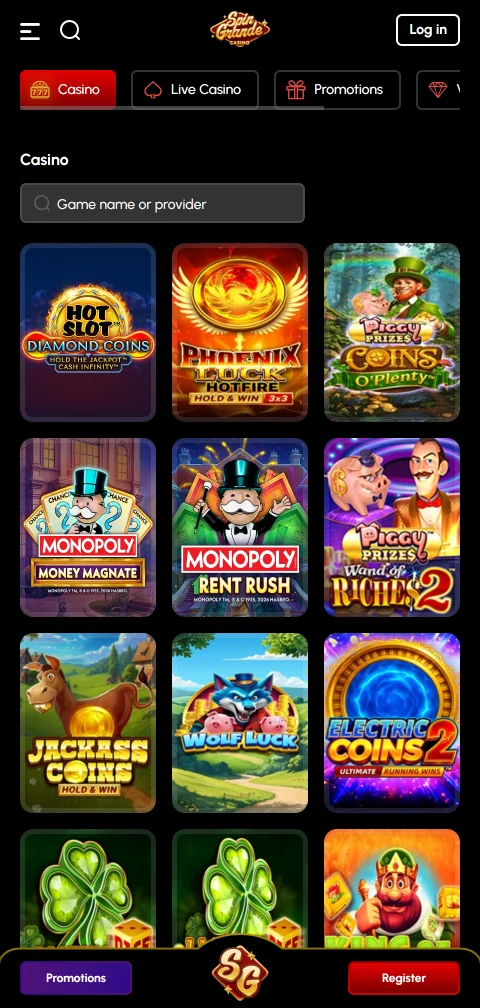 Deposit and withdrawal payment methods accepted at SpinGrande Casino Australia