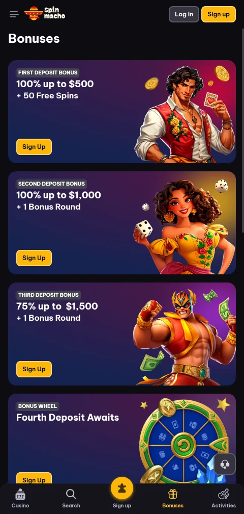 Banking interface at Spinmacho Casino showing deposit methods including PayID, Neosurf, e-wallets, and withdrawal processing options