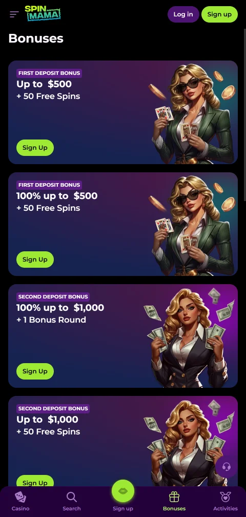 Payment methods and withdrawal options at Spinmama Casino - e-wallets, cards and cryptocurrency