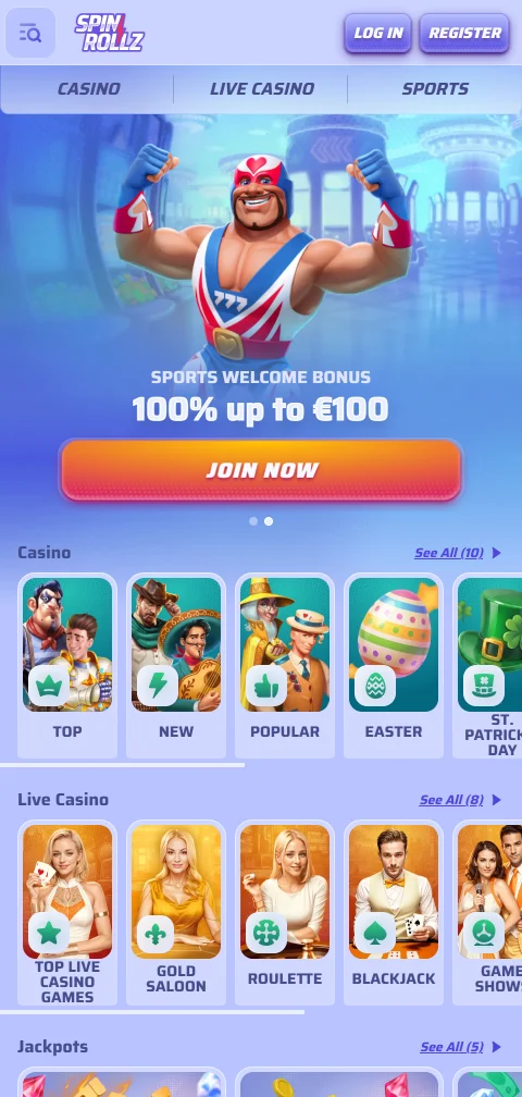 SpinRollz Casino mobile app and responsive web browser experience optimised for iOS and Android devices