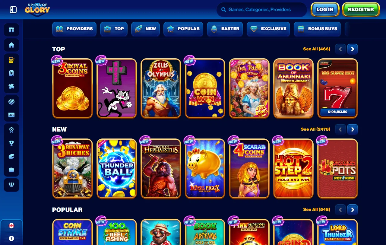 Welcome bonus and promotional offers at Spins of Glory Casino
