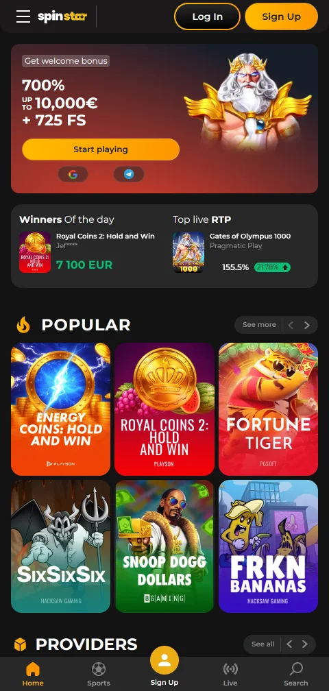 SpinStar Casino mobile browser gaming experience with responsive design and touch-optimised controls
