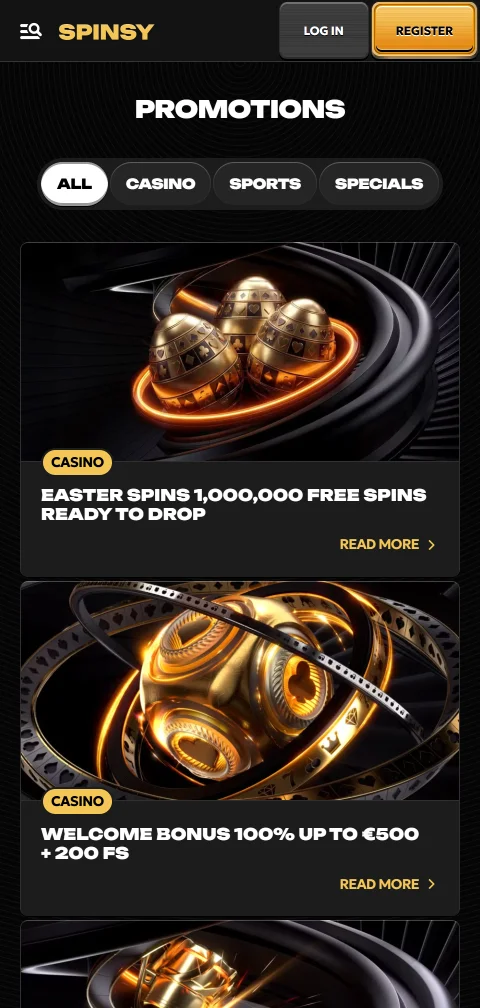 Spinsy Casino deposit and withdrawal options with payment method selection