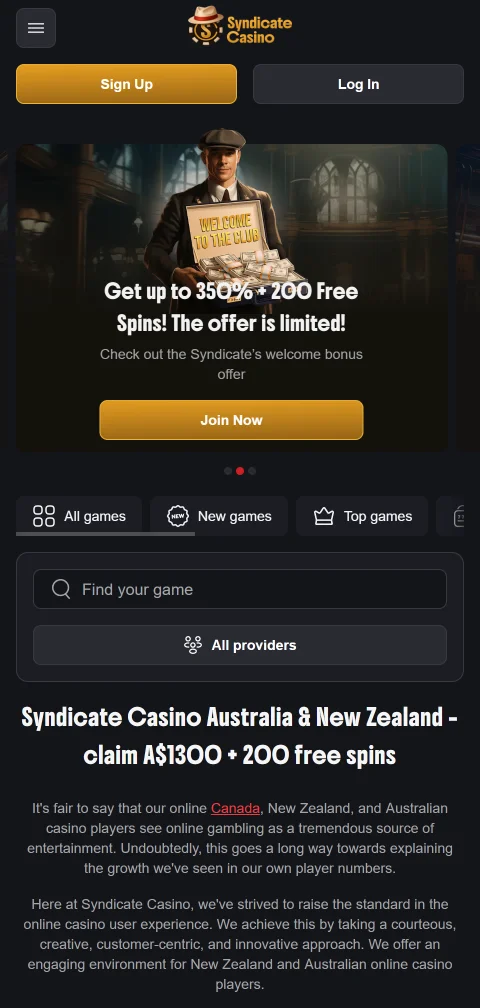 Syndicate Casino mobile gaming experience with native iOS and Android apps providing full game access