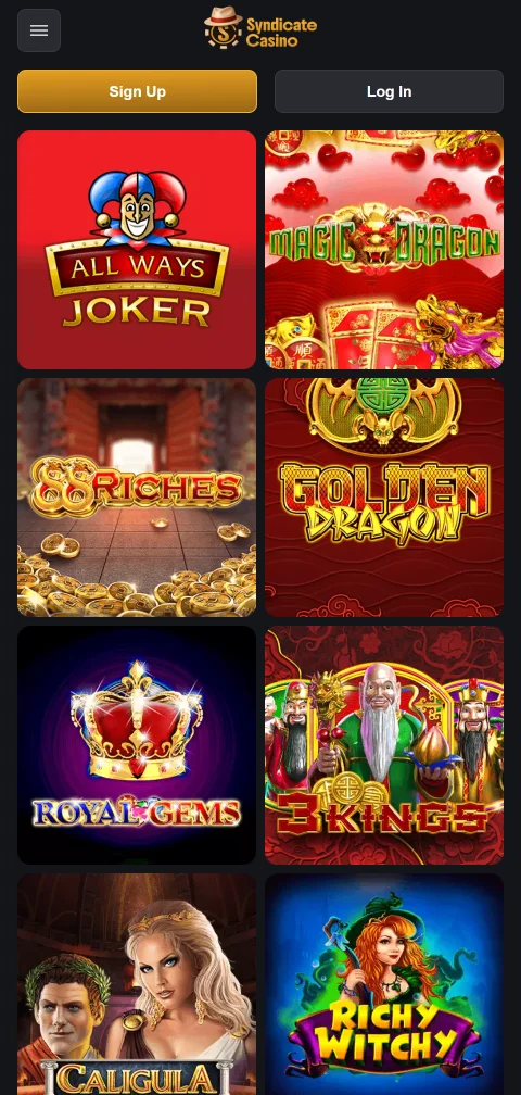 Deposit and withdrawal options at Syndicate Casino including cards, e-wallets, and cryptocurrency payment methods