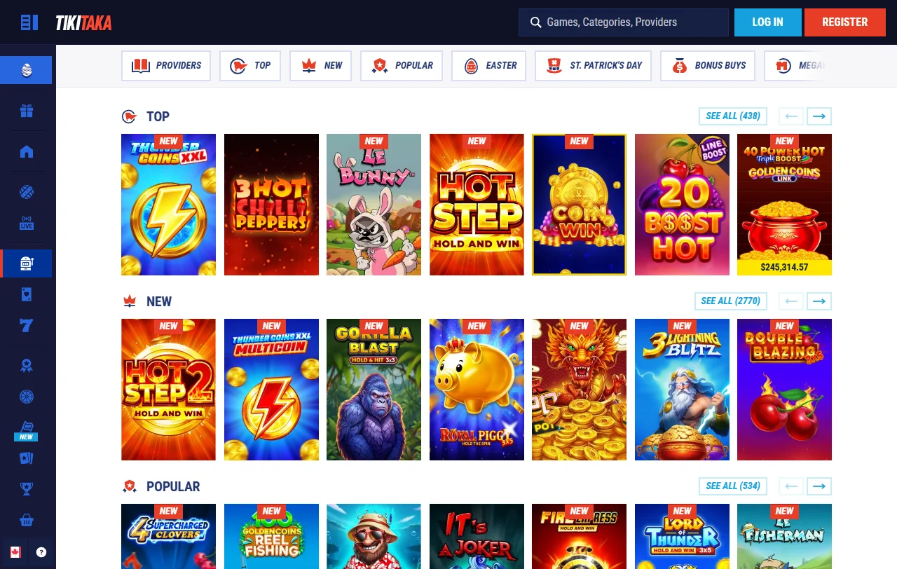 Game library overview featuring 3,000+ titles from Pragmatic Play, Evolution Gaming, and NetEnt providers