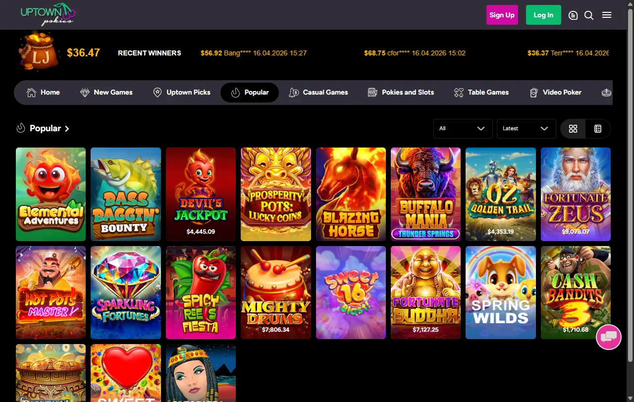 Welcome bonus promotions and loyalty rewards program offered by Uptown Pokies Casino