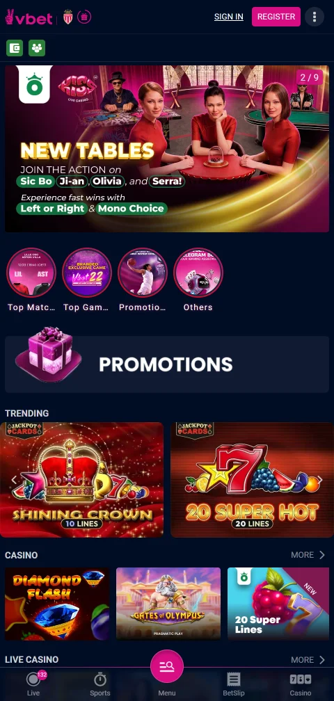 Vbet Casino mobile browser gaming experience and responsive interface design