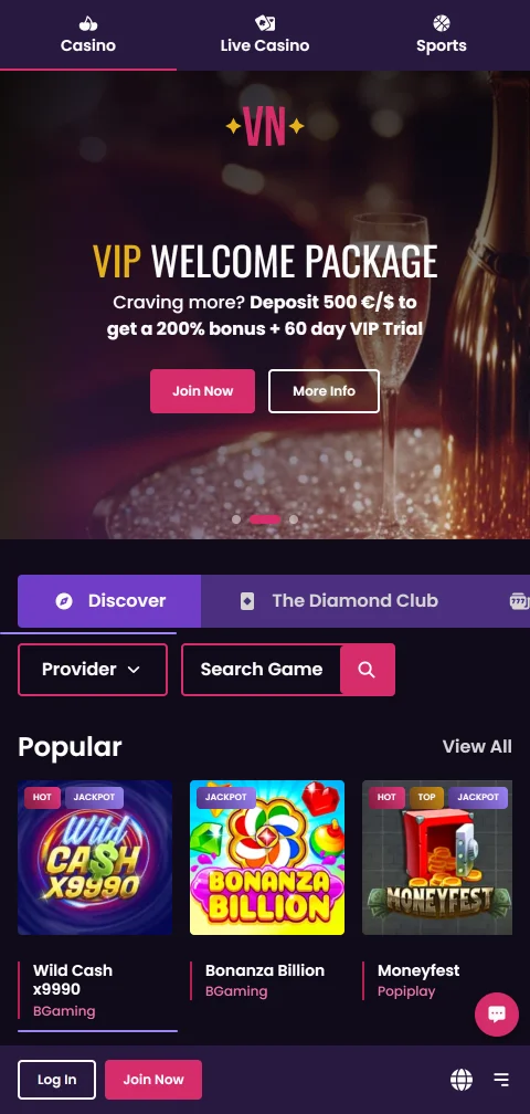 Mobile gameplay at VegasNow Casino with responsive design supporting iOS and Android devices