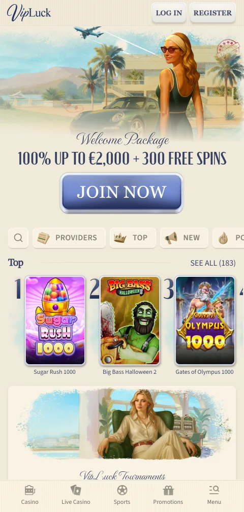 VipLuck Casino mobile browser platform providing full game access on iOS and Android devices