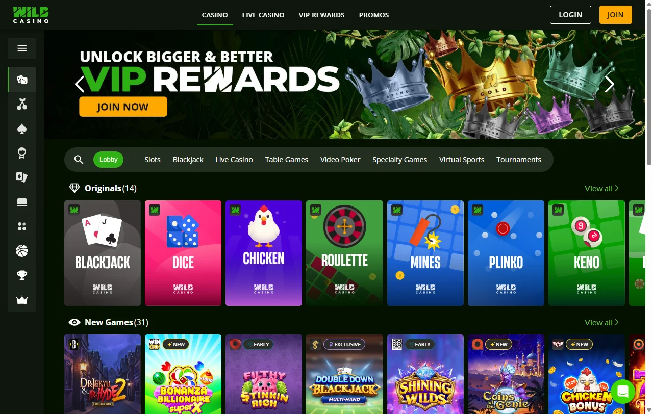 Comprehensive Wild Casino analysis showing complete platform overview for Australian players