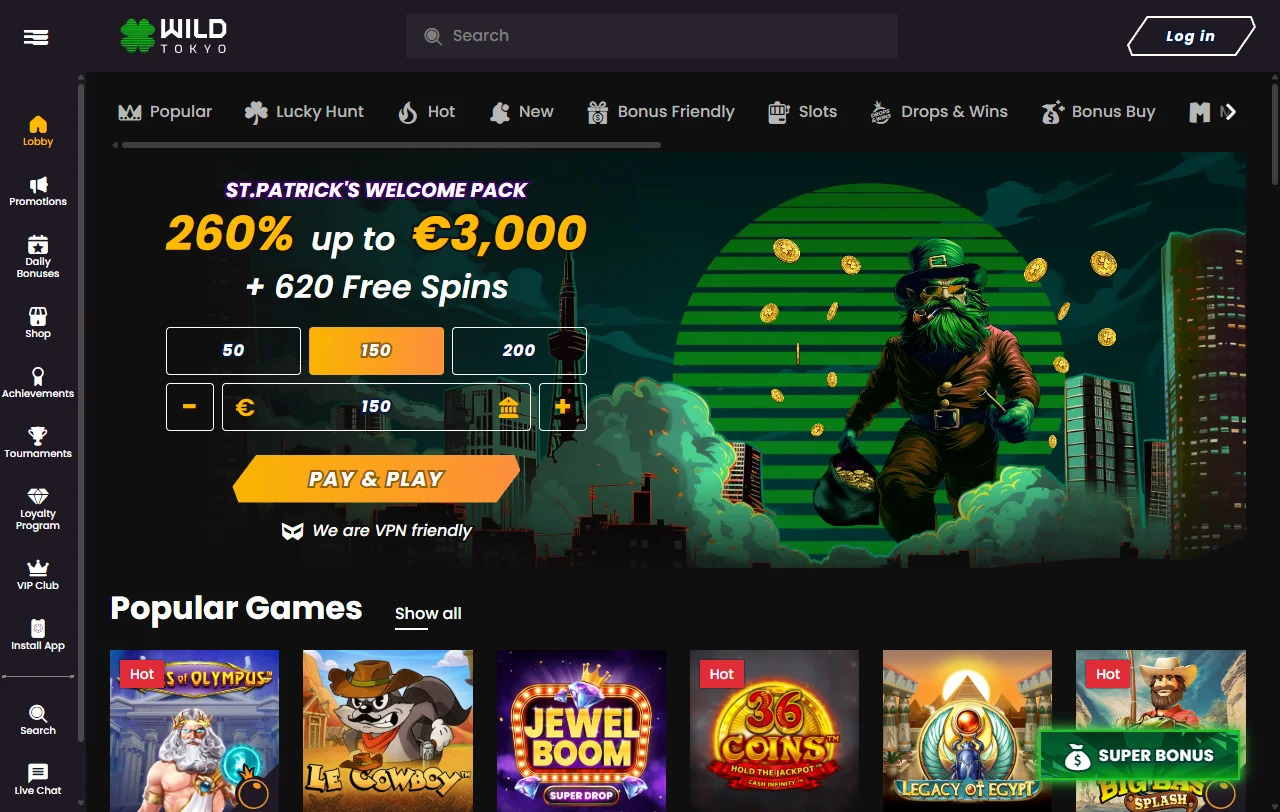 Wild Tokyo Casino desktop review covering platform features, game library and banking options for Australia players