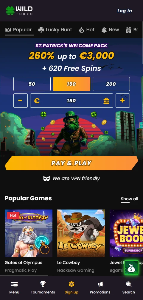 Wild Tokyo Casino mobile experience with responsive design supporting iOS and Android gaming