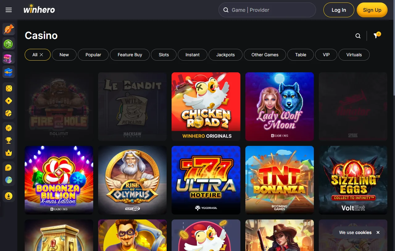 Welcome bonus and promotion structure offering 100% match up to 500 AUD plus free spins at Winhero Casino