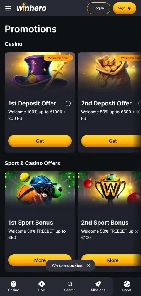 Deposit and withdrawal options including PayID, bank transfer, and e-wallets at Winhero Casino for Australian players