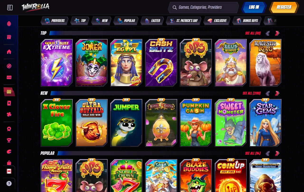 Welcome bonus promotion display at WinRolla Casino showing 100% match up to AUD $1,000 and 100 free spins offer