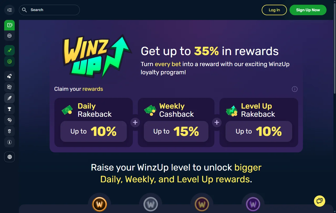 Winz Casino welcome bonus offer details, promotional terms, and bonus activation interface for new players