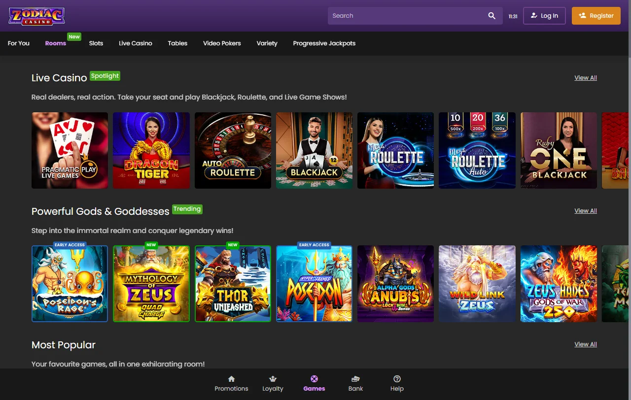 Welcome bonus structure and promotional offers available to new players at Zodiac Casino