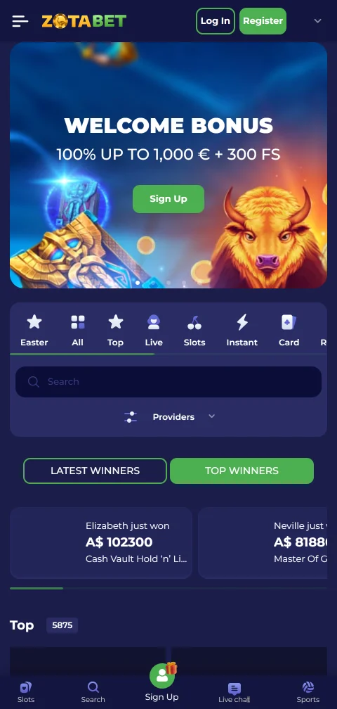 ZotaBet Casino accessible on mobile devices with responsive browser-based gaming platform